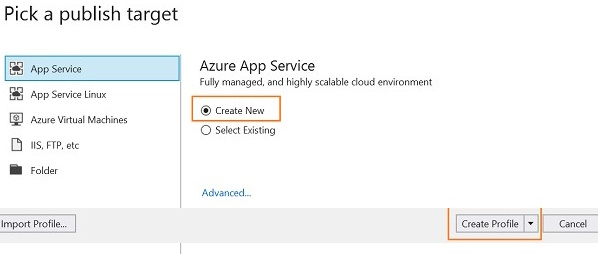Pick a publish target-